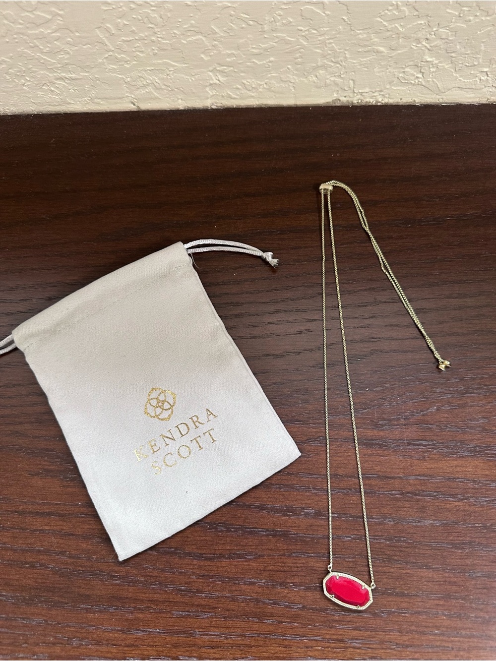 Kendra Scott Gold Adjustable Red Pendant Necklace